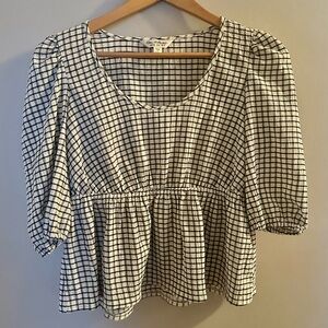 Black and white gingham checkered peplum blouse by Miss Selfridge